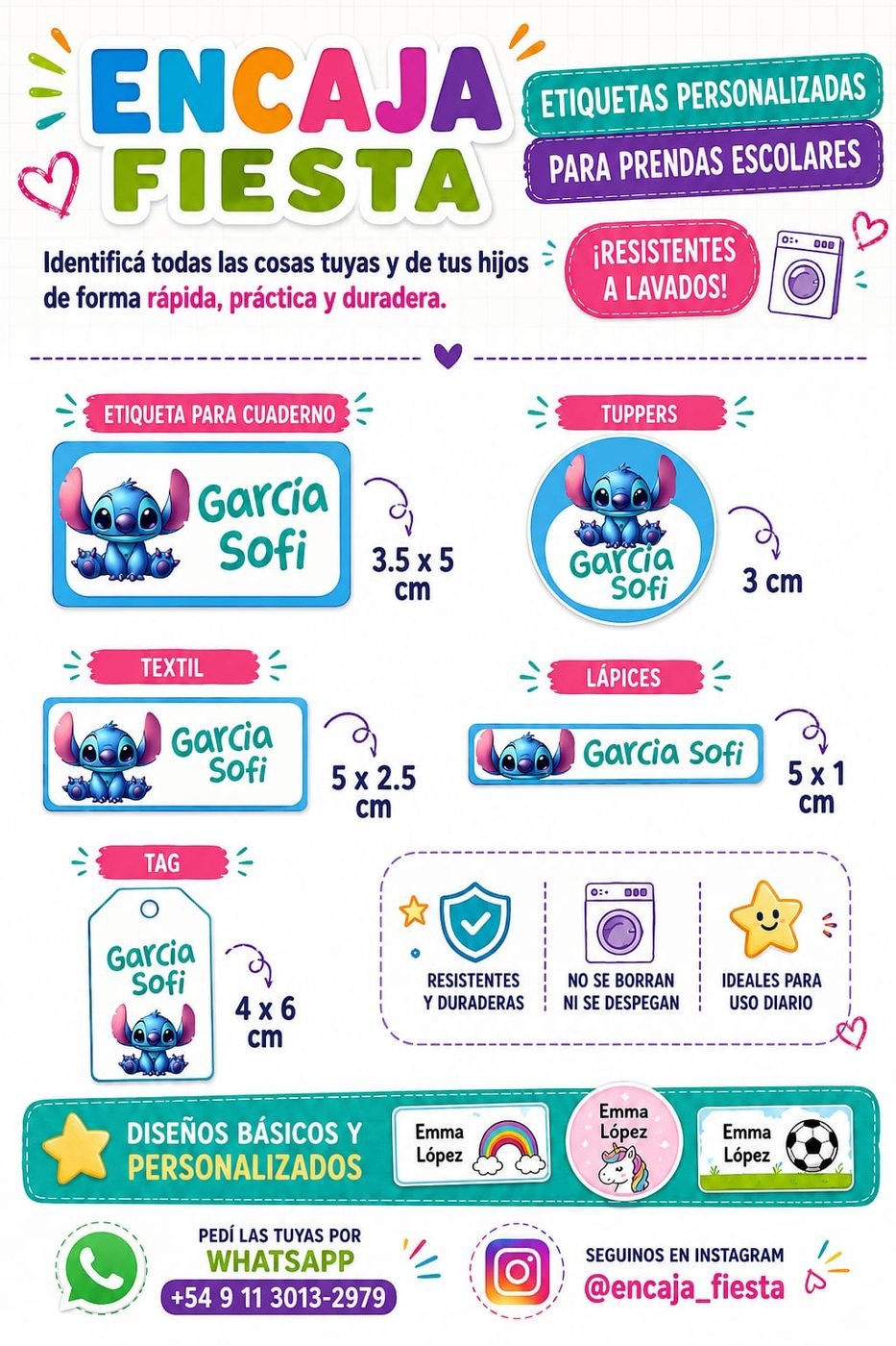 Medidas de etiquetas personalizadas