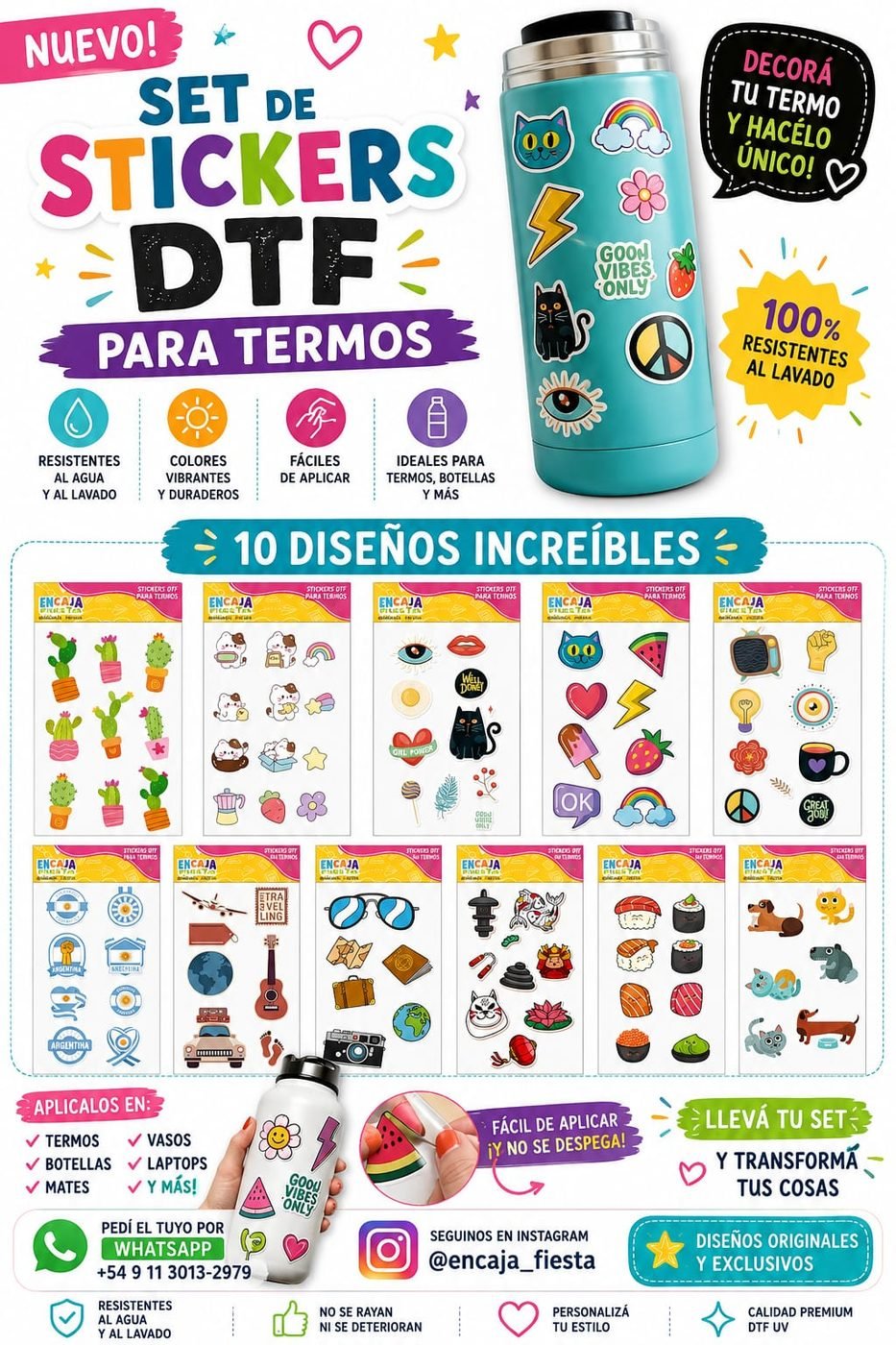 Set de stickers DTF para termos